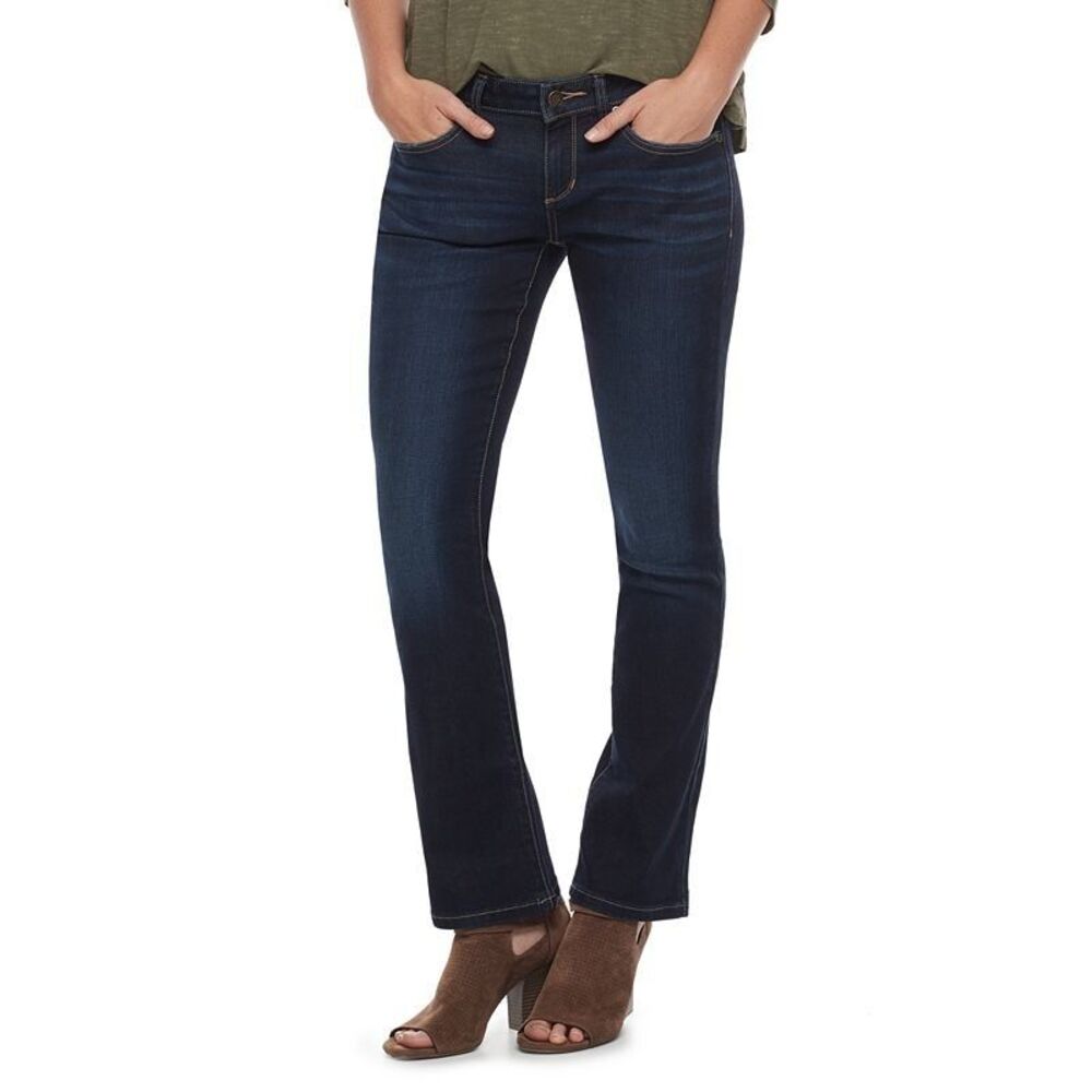 Sonoma Mid Rise Bootcut Everyday Jeans Women 12 Short Blue Dark Wash Stretch NEW